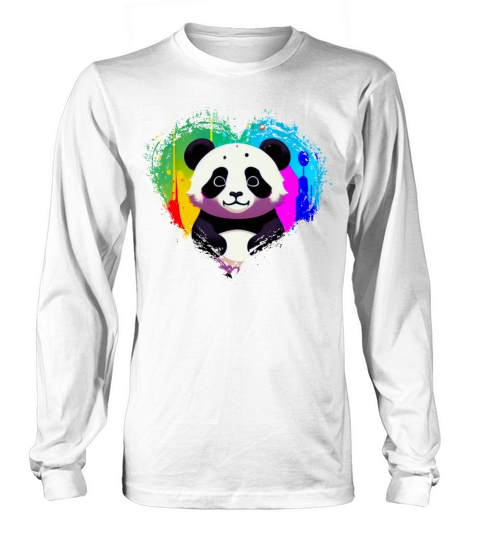 Cute Colorful Rainbow Panda Valentines Day Heart Long sleeved Unisex