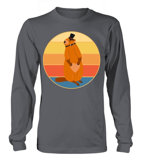 Cute Groundhog Retro Sunset Vintage Animal Lover Long sleeved Unisex