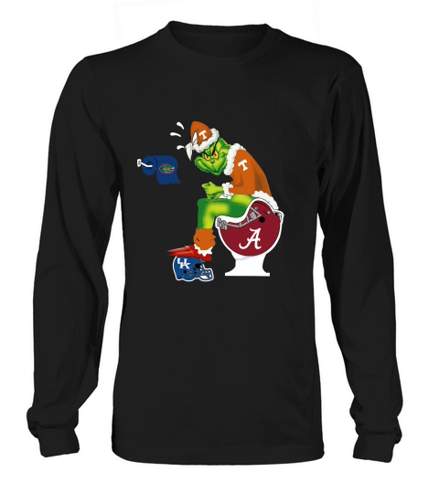 Grinch Santa Tennessee sitting on Alabama Crimson Tide toilet Long sleeved Unisex