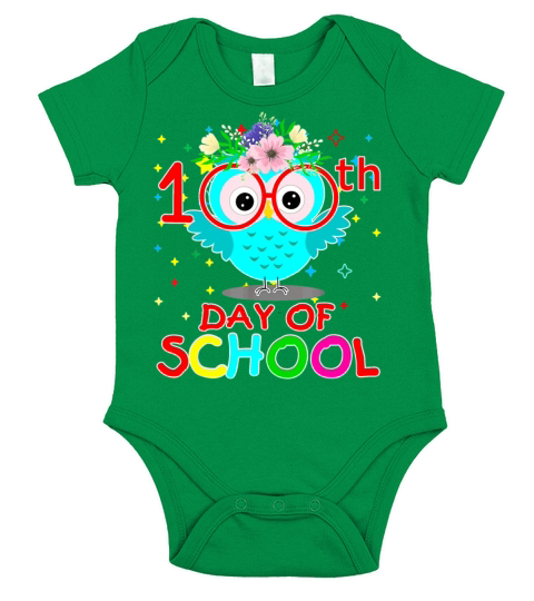 100 Days Of School Cute Owl Happy 100th Day Short Sleeve Baby One-Piece