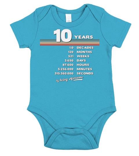 10th Birthday Vintage 10 Years Old Retro 120 Short Sleeve Baby One-Piece