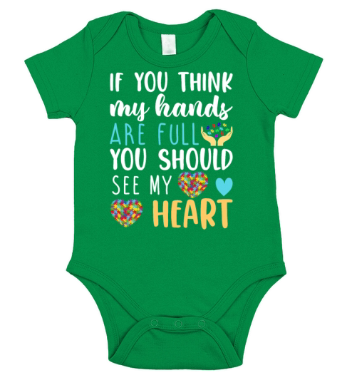 Autism Awareness Teacher Mom Think My Hands Are Fu Short Sleeve Baby One-Piece