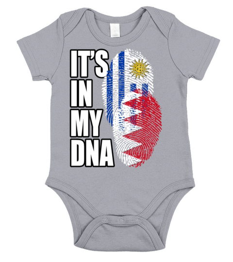 Bahraini And Uruguayan Mix Heritage DNA Flag Short Sleeve Baby One-Piece