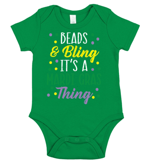 Beads And Bling Its A Mardi Gras Thing Shenanigan Short Sleeve Baby One-Piece