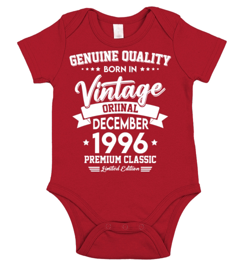 Born In December 1996 Original Vintage Short Sleeve Baby One-Piece