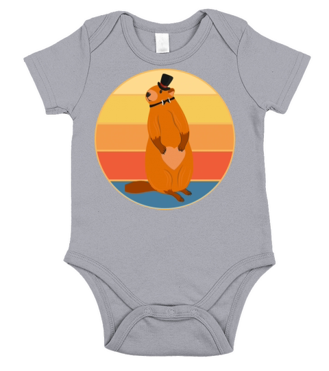 Cute Groundhog Retro Sunset Vintage Animal Lover Short Sleeve Baby One-Piece