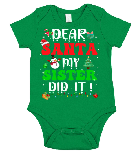 Dear Santa My Sister Did It For Christmas Short Sleeve Baby One-Piece