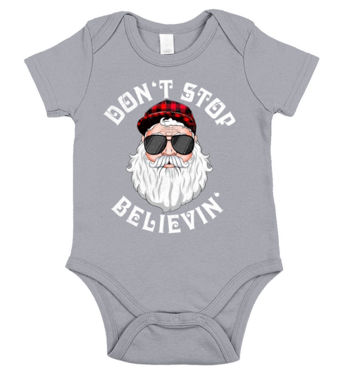 Dont Stop Believin Christmas Santa Pajamas Boys K Short Sleeve Baby One-Piece