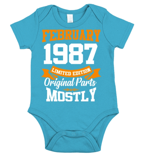 February 1987 Vintage Birthday Present Short Sleeve Baby One-Piece