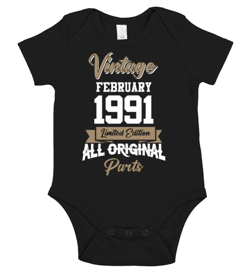 February 1991 Vintage Birthday Present Short Sleeve Baby One-Piece