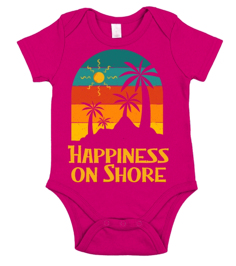 Happiness on Shore Beach Motivational Quote Ocean Short Sleeve Baby One-Piece