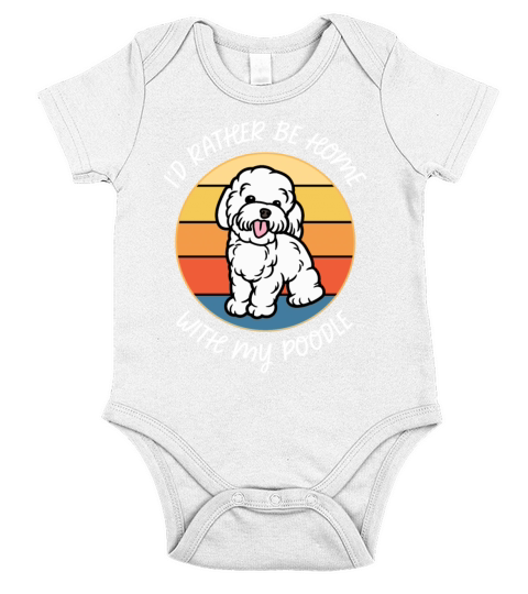 Id Rather Be Home With My Poodle Retro Sunset Short Sleeve Baby One-Piece