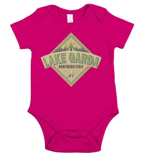 Lake Garda Italy Vintage Camping Design Short Sleeve Baby One-Piece