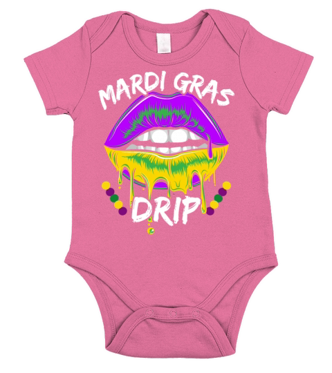 Mardi Gras Drip New Orleans Louisiana Parade Short Sleeve Baby One-Piece