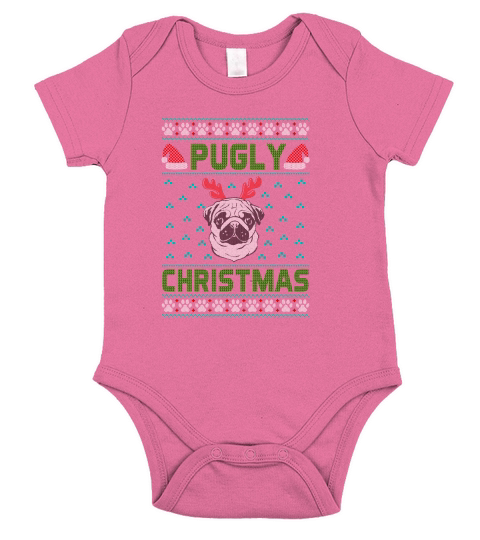 Pugly Christmas Merry Christmas Shirt Short Sleeve Baby One-Piece