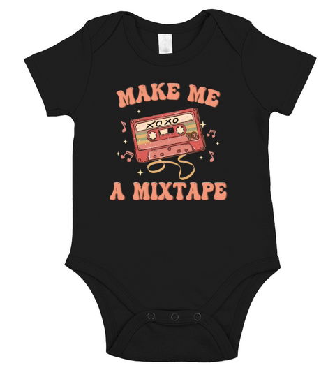 Retro Mixtape Valentines Design Short Sleeve Baby One-Piece