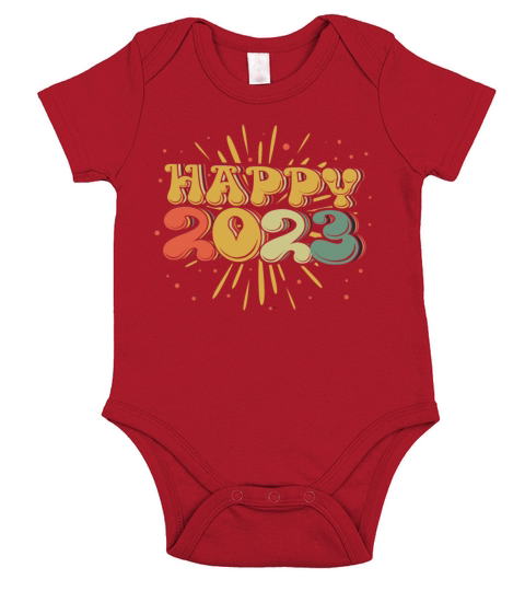 Retro Vintage New Year 2023 Hello 2023 Groovy 2023 Short Sleeve Baby One-Piece