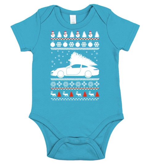 Sportscar ugly christmas Short Sleeve Baby One-Piece