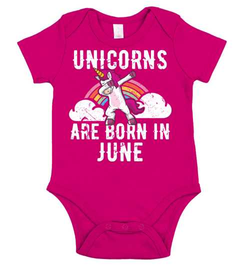 Unicorns Are Born In June Shirt Birthday Month Short Sleeve Baby One-Piece