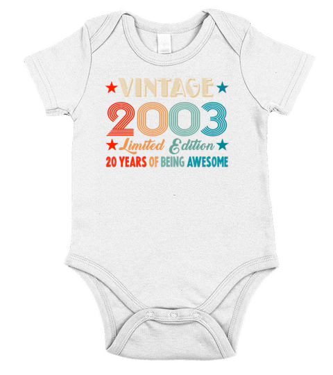 Vintage 2003 Limited Edition 20 Years Old Birthday Short Sleeve Baby One-Piece