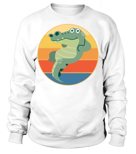 Crocodile Retro Sunset Vintage Wild Animal Sweatshirt Unisex