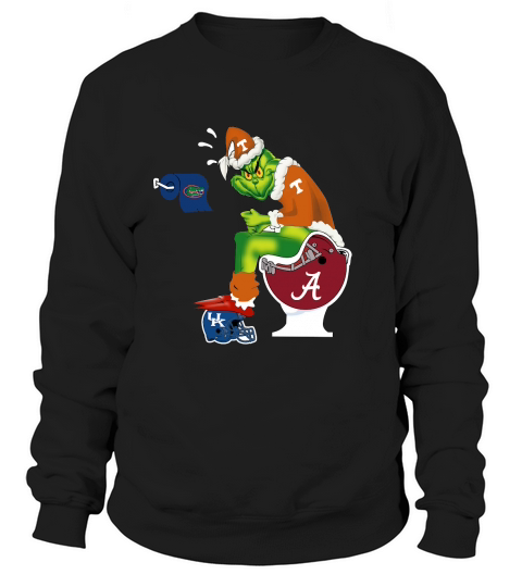 Grinch Santa Tennessee sitting on Alabama Crimson Tide toilet Sweatshirt Unisex