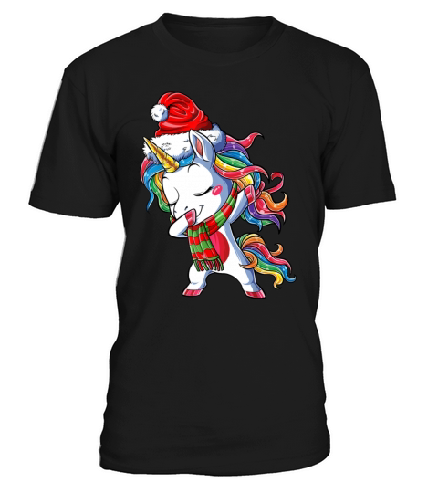 Dabbing Unicorn Santa Christmas Kids Girls Women X T-Shirt Unisex