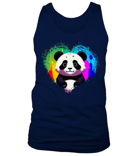 Cute Colorful Rainbow Panda Valentines Day Heart Tank Top Unisex