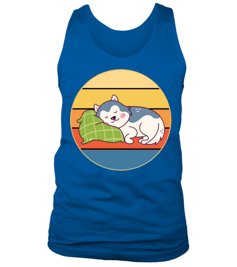 Funny Kawaii Cute Husky Dog Vintage Retro Sunset Tank Top Unisex