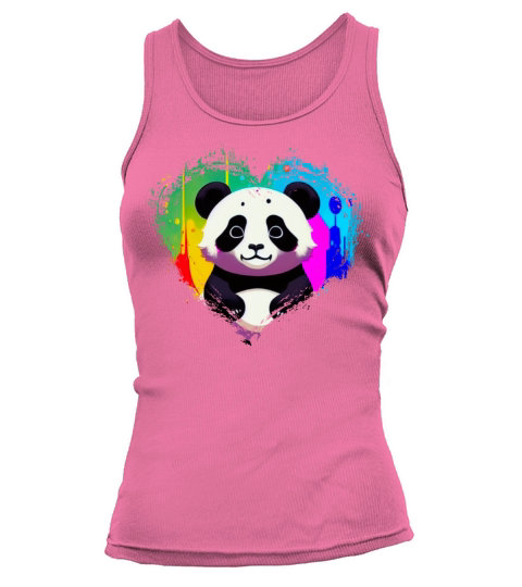 Cute Colorful Rainbow Panda Valentines Day Heart Tank top Woman