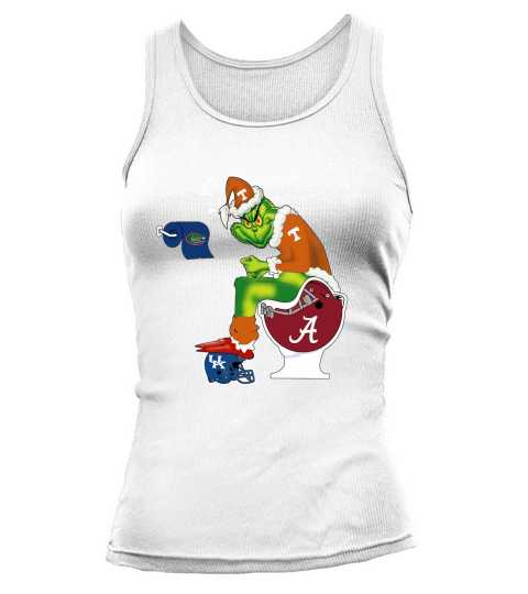 Grinch Santa Tennessee sitting on Alabama Crimson Tide toilet Tank top Woman