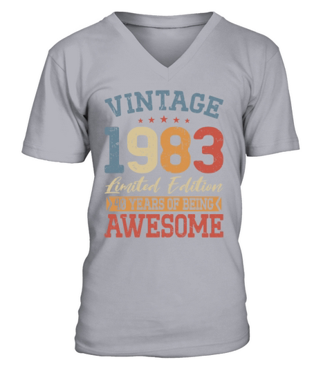 40th birthday vintage 1983 40 years being awesome V-Neck T-shirt