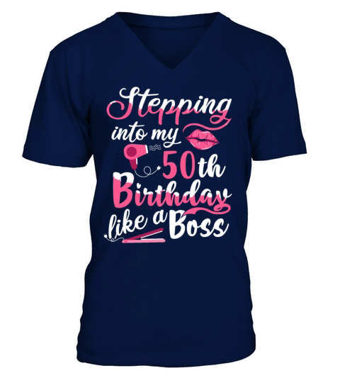 50th Birthday Gift Idea for Like A Boss Women V-Neck T-shirt