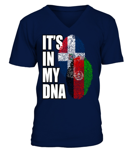 Afghan And Dominican Mix Heritage DNA Flag V-Neck T-shirt