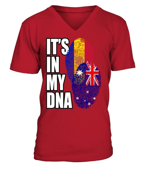 Andorran And Australian Mix Heritage DNA Flag V-Neck T-shirt