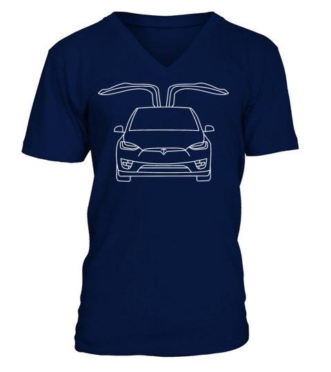 Auto - Open wings on Tesla model X sports car V-Neck T-shirt