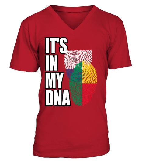Beninese And Dutch Mix Heritage DNA Flag V-Neck T-shirt
