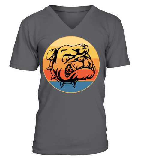 Bulldog Dog Breed Vintage Retro Sunset V-Neck T-shirt