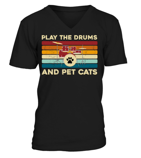 Cool Drummer Design For Drum Player Musician Funny V-Neck T-shirt