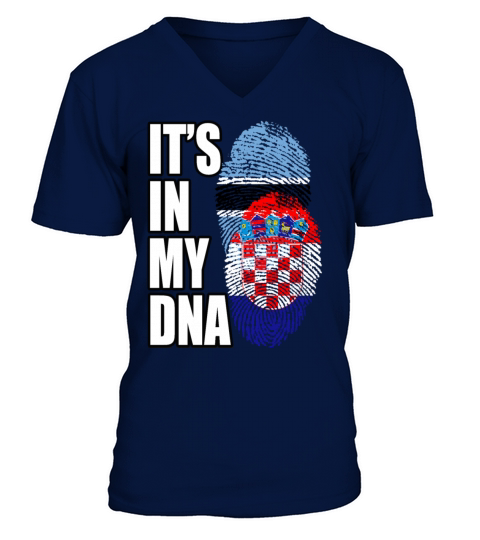 Croatian And Botswanan Mix Heritage DNA Flag V-Neck T-shirt