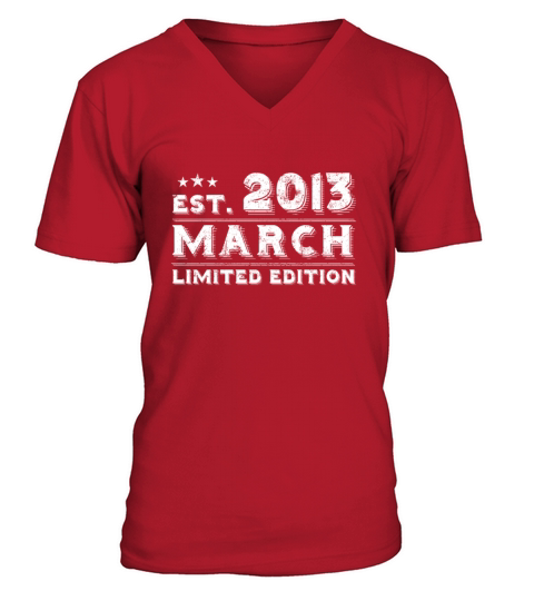 Est March 2013 - Birthday Present - Vintage V-Neck T-shirt