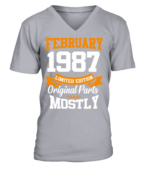 February 1987 Vintage Birthday Present V-Neck T-shirt