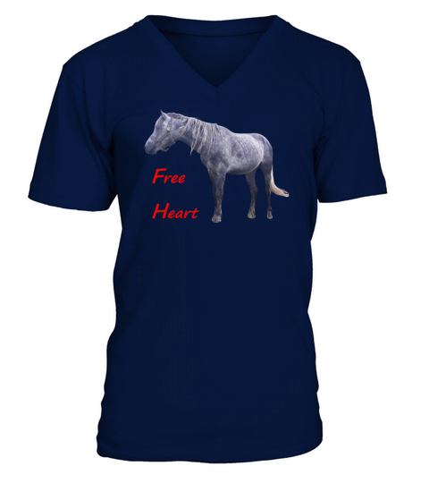 Free heart grey horse vintage countryside beauty V-Neck T-shirt