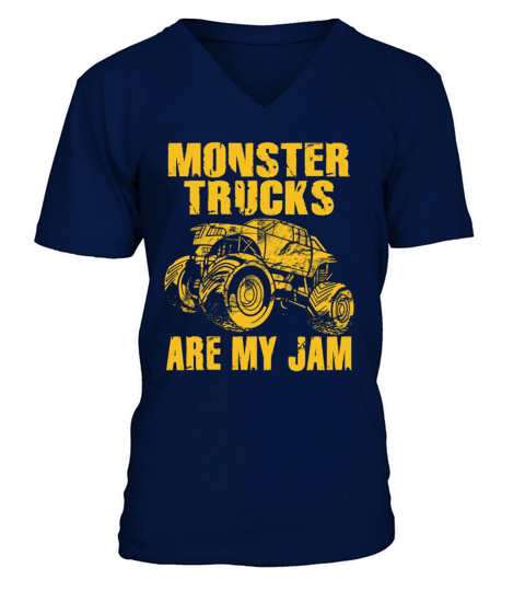 Monster Trucks Are My Jam Vintage Retro V-Neck T-shirt