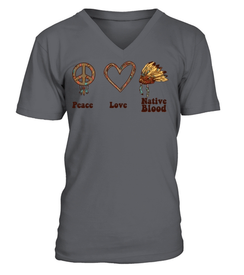 Native American Heritage Month Peace Love Native V-Neck T-shirt