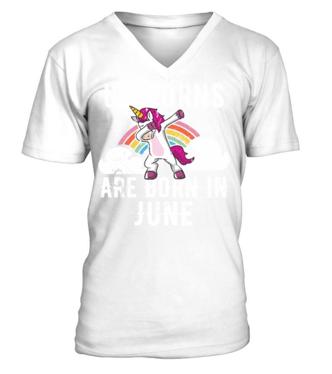 Unicorns Are Born In June Shirt Birthday Month V-Neck T-shirt