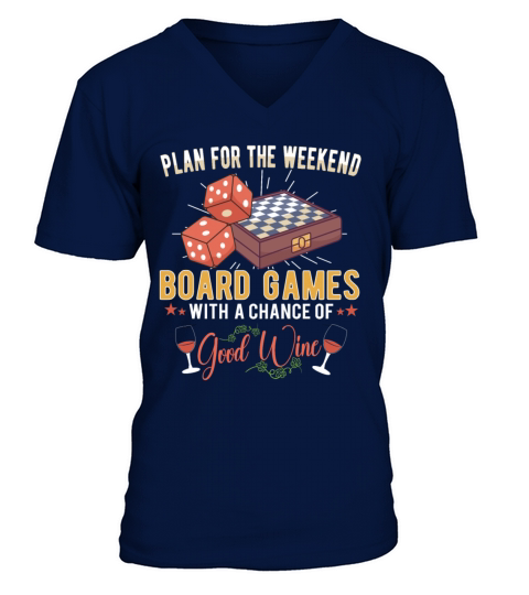Wine Board Games Chess Board Game Player Gambling V-Neck T-shirt