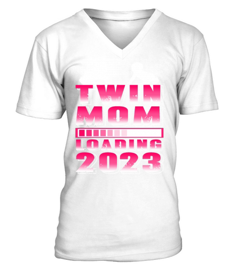 Womens Twin Mama Twin Mom to Be Pregnancy V-Neck T-shirt