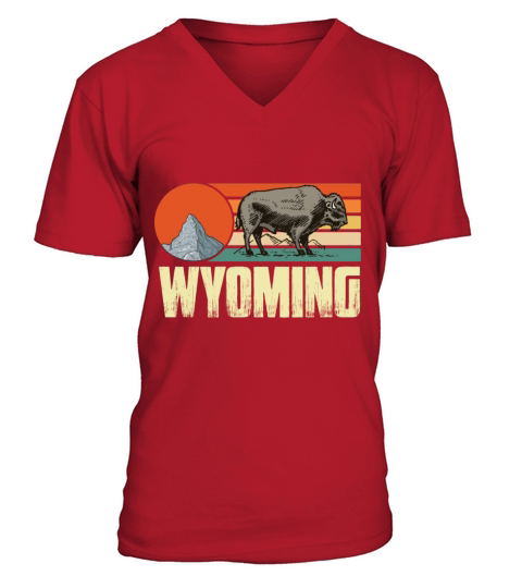 Wyoming Vintage Buffalo Nature Hiking Mountain Sou V-Neck T-shirt