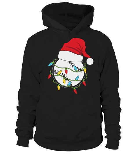 Baseball Christmas Lights Santa Hat Hoodie Unisex